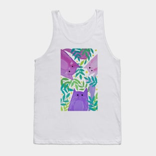 Cats and branches - purple and green Tank Top